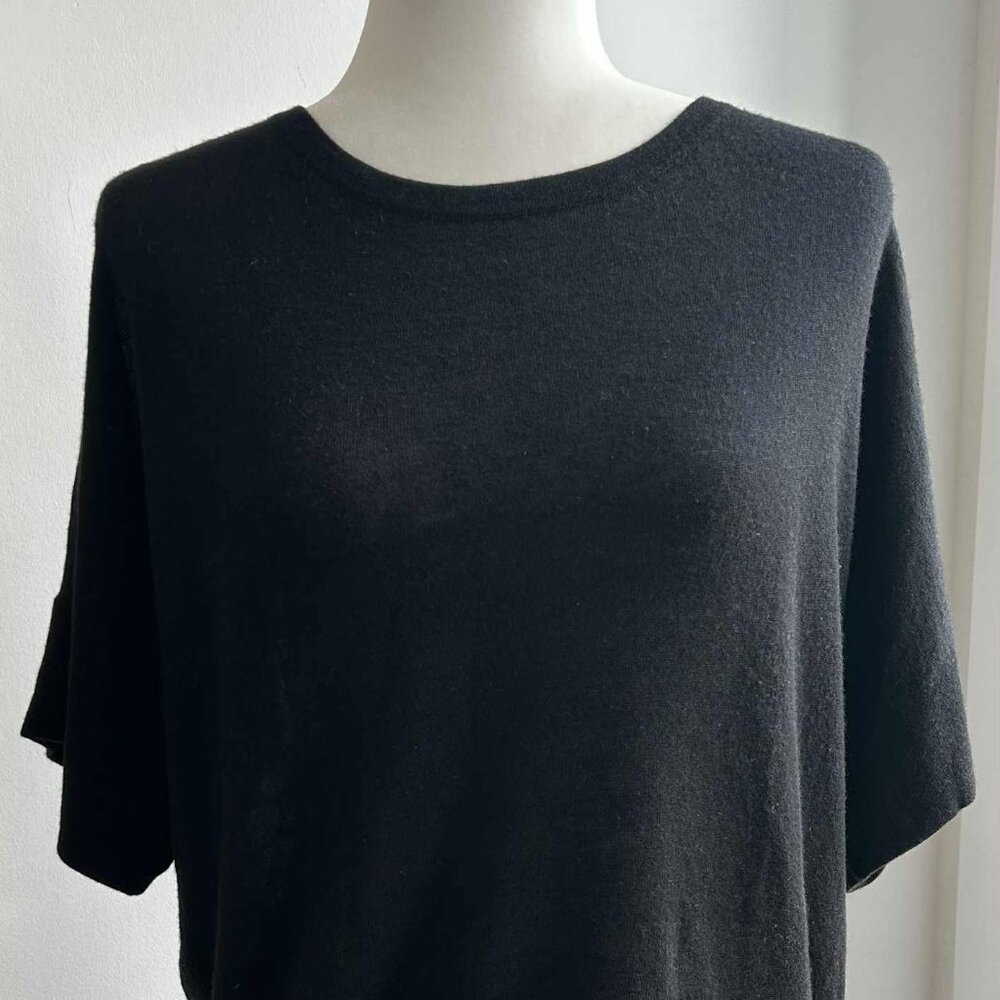 Club Monaco Black Pure Cashmere Short-Sleeve Fine Gauge Knit Top – US M